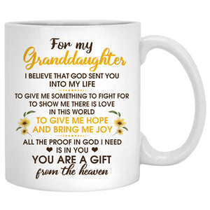 For my Granddaughter, To give me hope and bring me joy , Sunflower field, Customized mug, Personalized gifts, Mother's Day gifts