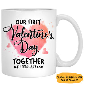 Our First Valentine's Day Together, Couple Tree, Anniversary gifts, Personalized Mugs, Valentine's Day gift