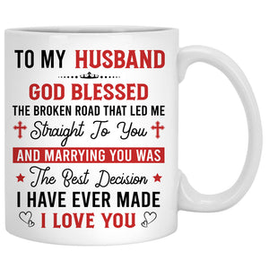 To my husband God blessed the broken road, Winter Street, Anniversary gifts, Personalized gifts for him