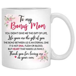 To my Bonus Mom, Life gave me the gift of you, Sunflower Field, Customized mug, Personalized gifts, Mother's Day gifts