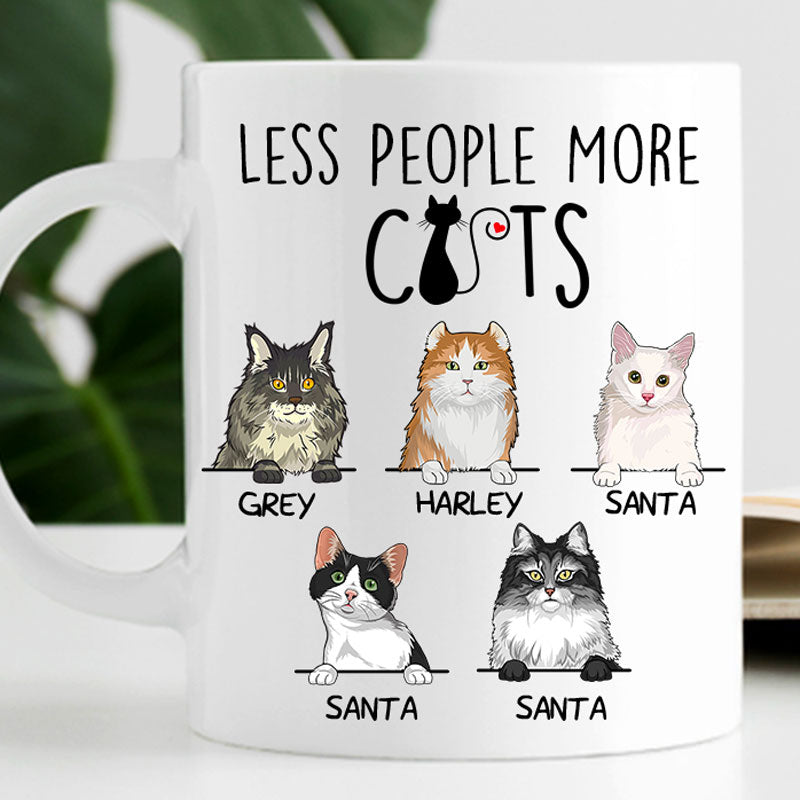 Less People More Cats, Custom Coffee Mug, Personalized Gifts for Cat Lovers