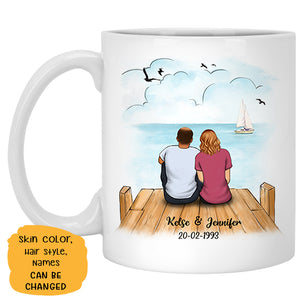 To my husband I wish I could turn back the clock, Beach Dock, Customized mug, Anniversary gifts, Personalized love gift for him