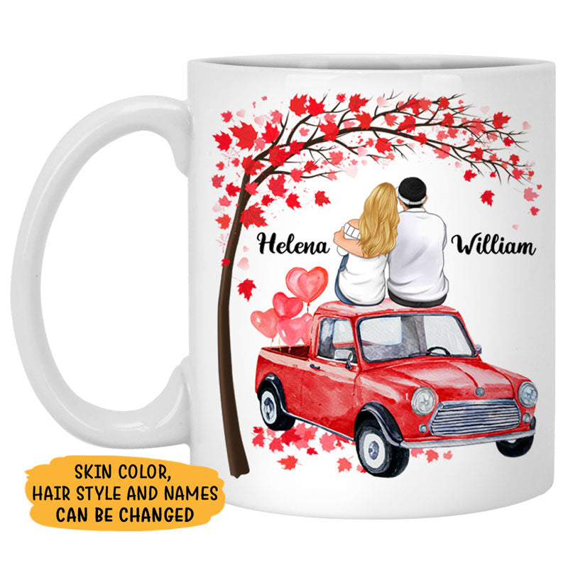 My Heart Is Wherever You Are, Couple Car, Anniversary gifts, Personalized Mugs, Valentine's Day gift