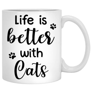 Life Is Better with Cats, Lake View, Personalized Mugs, Custom Gifts for Cat Lovers