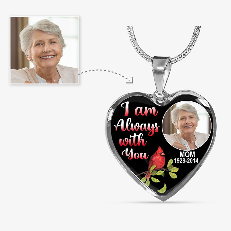 I Am Always With You, Custom Photo, Luxury Heart Necklace