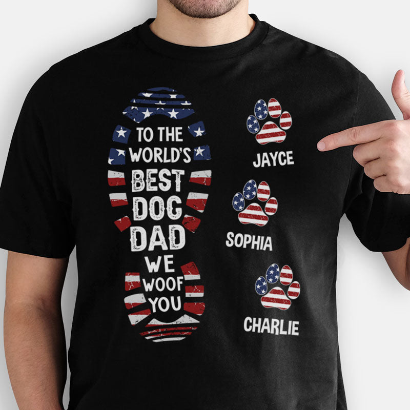 Best Dog Dad 4th Of July Shirt, Gift For Him, Dark Color Custom T Shirt, Personalized Gifts for Dog Lovers