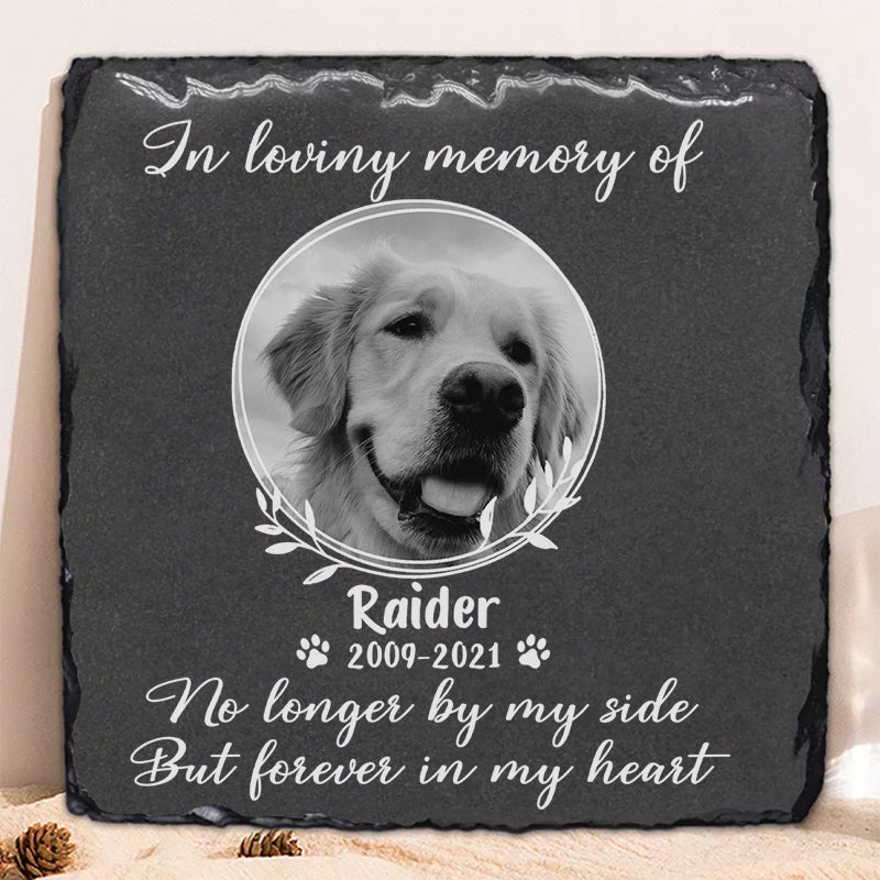 No Longer By My Side But Forever In My Heart, Custom Photo, Personalized Pet Memorial Stone