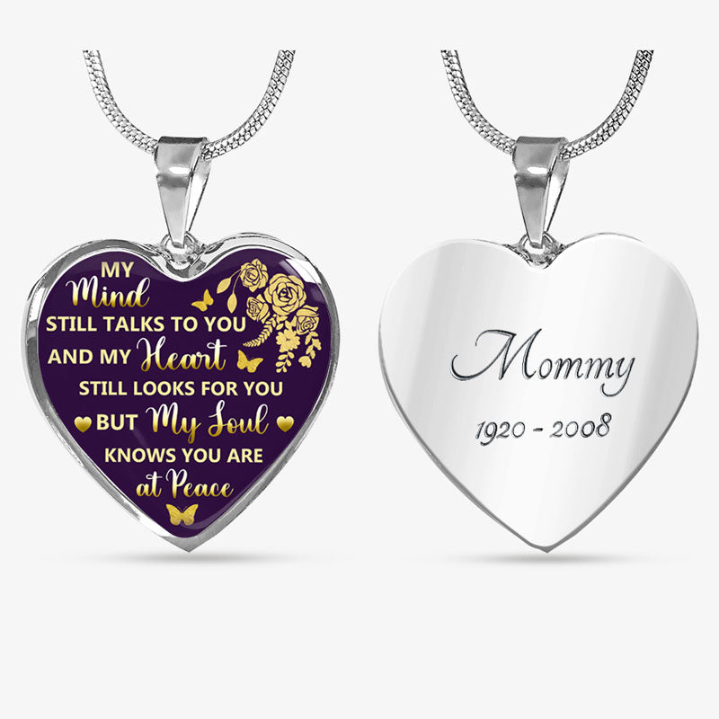 My Mind Still Talks To You and My Heart Still Look For You, Luxury Picture Necklace, Unique Custom Engrave Heart Pendant