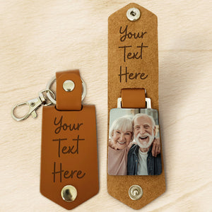 Hand Writing Custom Text, Personalized Leather Keychain, Custom Gift, Custom Photo