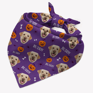 Dog Halloween Pattern, Personalized Bandana, Custom Dog Lovers Gifts