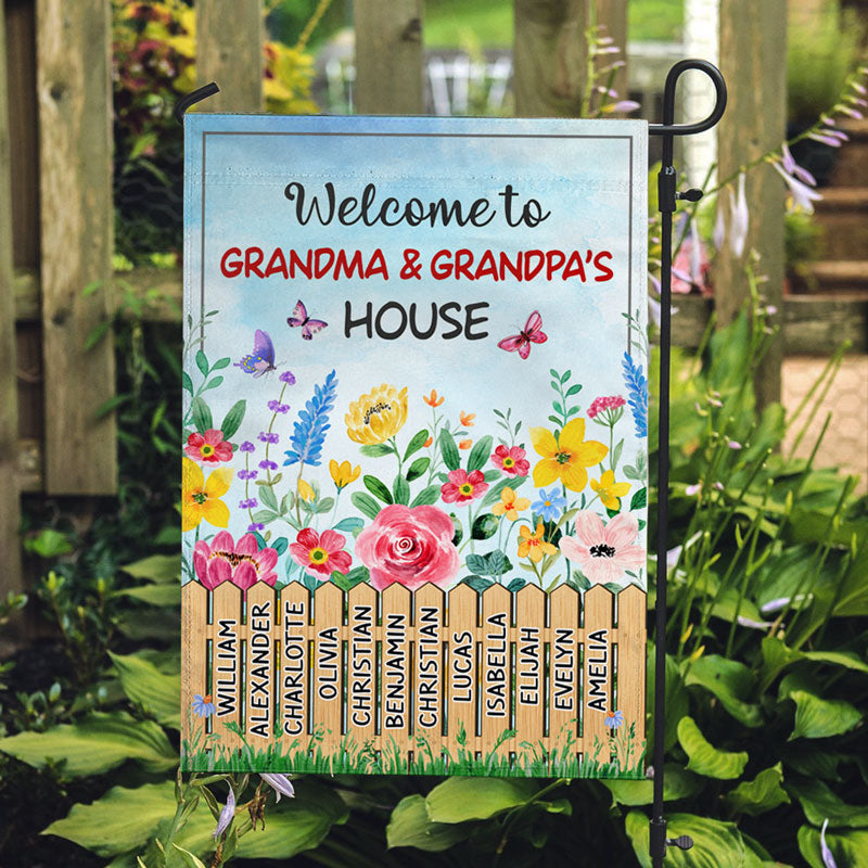 Welcome to Grandma and Grandpa House, Personalized Decorative Garden Flags