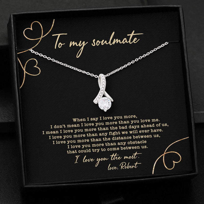 When I Say I Love You More, Personalized Luxury Necklace, Message Card Jewelry, Gifts For Her