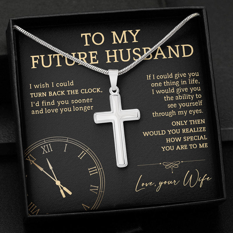 I Wish I Could Turn Back The Clock, Personalized Cross Necklace, Gifts For Him