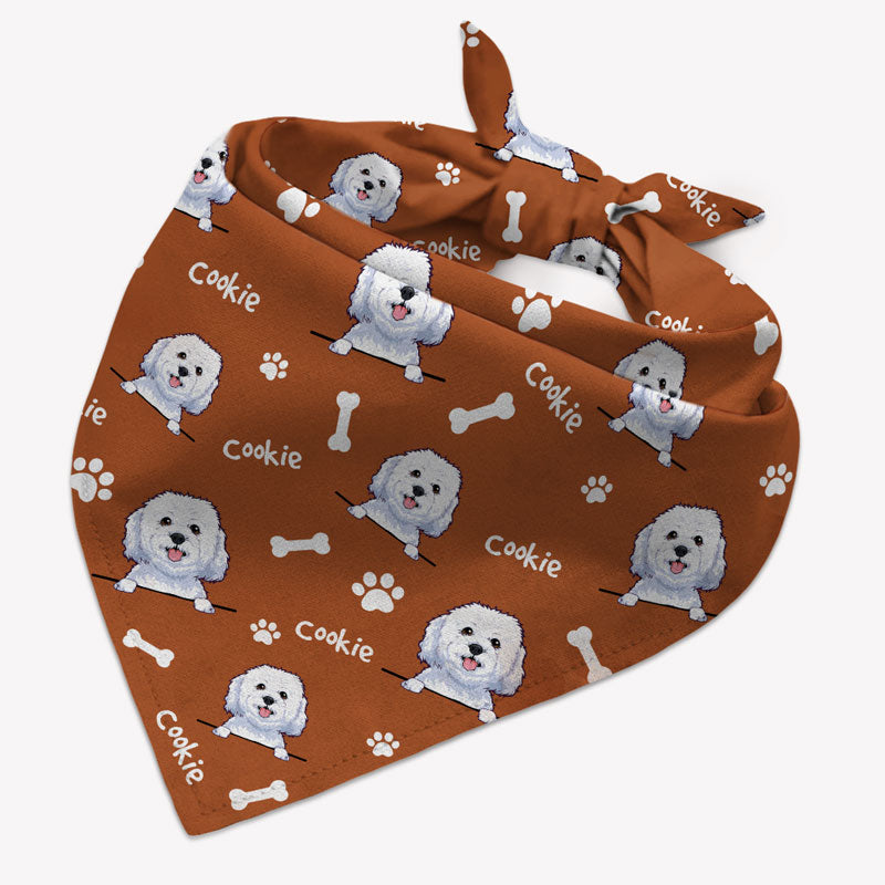 Dog Pattern Bandana, Personalized Bandana, Custom Dog Lovers Gifts