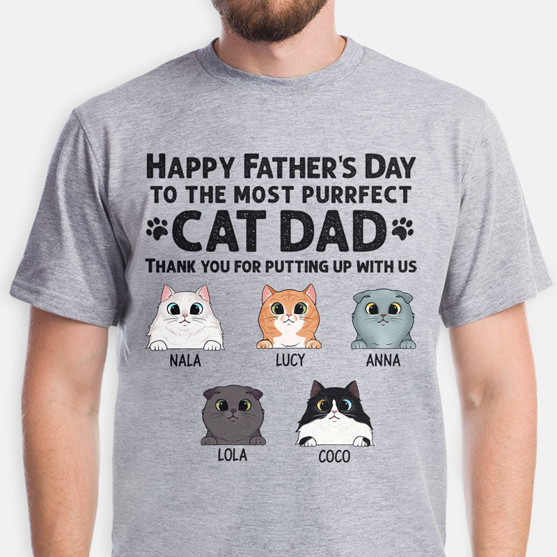 Happy Father's Day Perfect Cat Dad, Gift For Cat Dad, Custom Shirt, Personalized Gifts for Cat Lovers