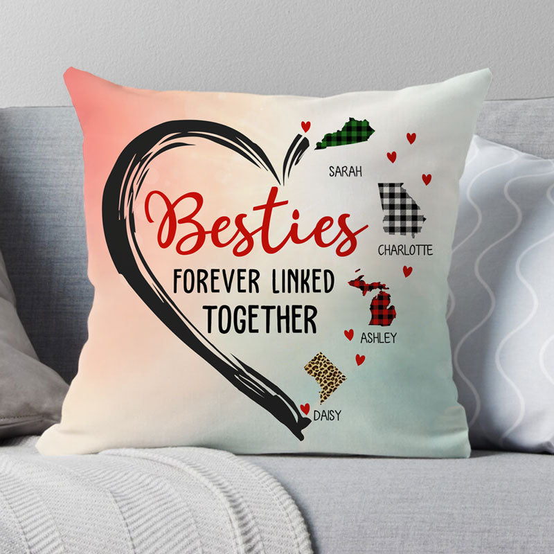 Forever Linked Together, Personalized State Colors Pillow, Custom Moving Gift