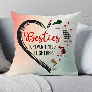 Forever Linked Together, Personalized State Colors Pillow, Custom Moving Gift