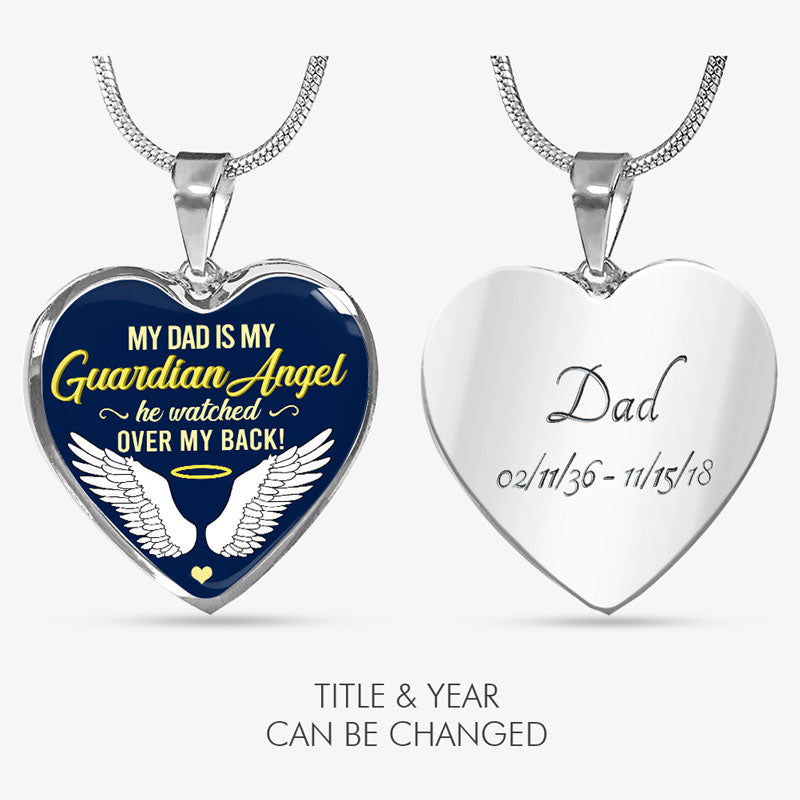 My Guardian Angel, Luxury Picture Necklace, Unique Custom Engrave Heart Pendant