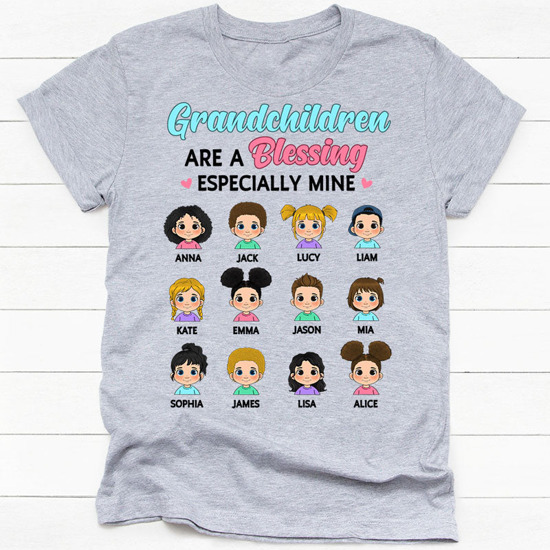 Grandchildren Are A Blessing Especially Mine, Custom Kids, Personalized Shirt, Gift for Grandparents