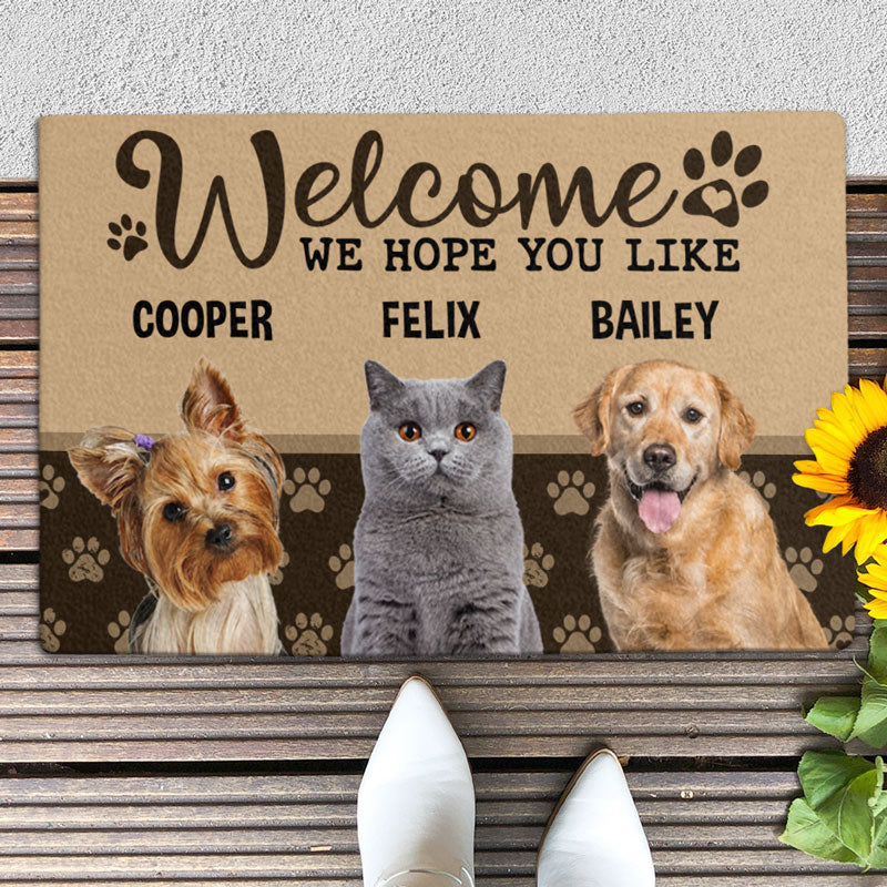 We Hope You Like, Custom Photo Doormat, Gift For Pet Lovers, Personalized Doormat, New Home Gift