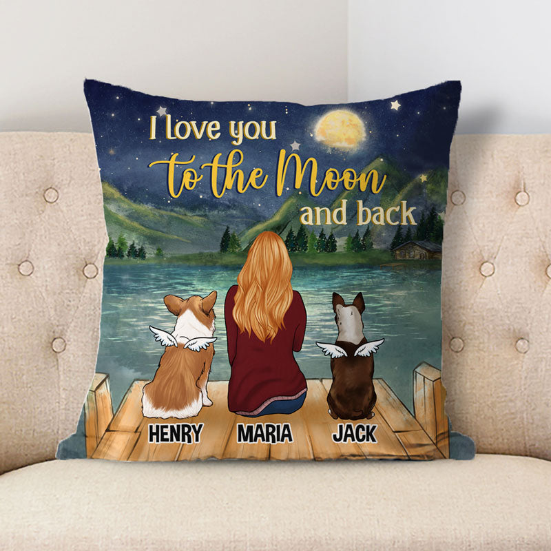 To The Moon and Back, Dog Memorial Pillow, Personalized Pillows, Custom Gift for Dog Lovers