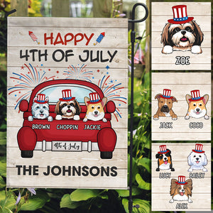 Happy 4th Of July, Custom Flags, Personalized Dog Decorative Garden Flags