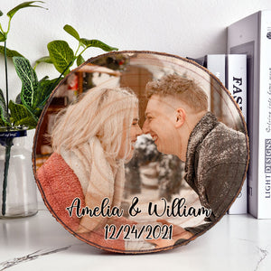 Couple Photo On Wood, Personalized Photo Wood Slice, Custom Photo Gift