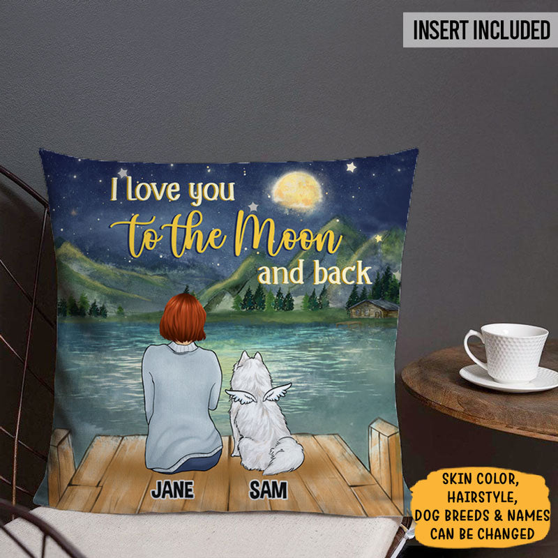 To The Moon and Back, Dog Memorial Pillow, Personalized Pillows, Custom Gift for Dog Lovers