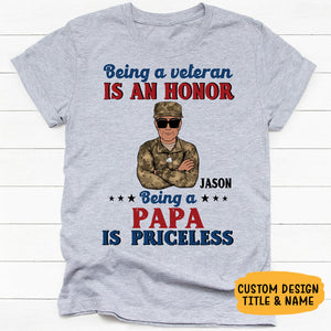 Being A Veteran Is An Honor Old Man, July 4th, Personalized Shirt, Patriotic Shirt