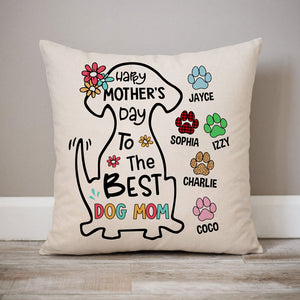 Happy Mother's Day Best Dog Mom, Personalized Pillows, Custom Gift for Dog Lovers