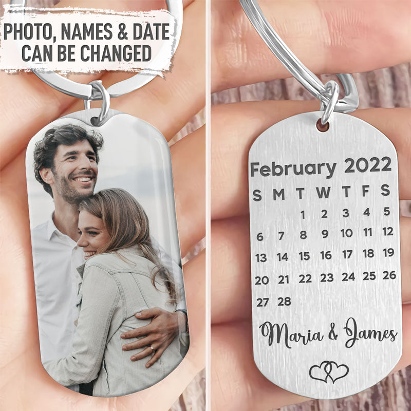 Save The Day, 2022 Calendar Keychain, Personalized Keychain, Anniversary Gifts, Custom Photo