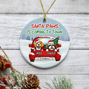 Santa Paws, Personalized Circle Ornaments, Custom Gift for Dog Lovers