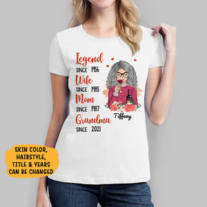 Legend Mom Grandma Wine Since Year, Personalized Shirt, Personalized Gift for Grandmother