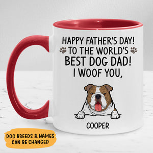 To The World's Best Dog Dad, Personalized Accent Mug, Father's Day Gifts