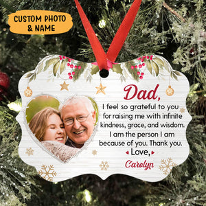 So Grateful To You For Raising Me, Personalized Aluminium Ornaments, Custom Photo Gift