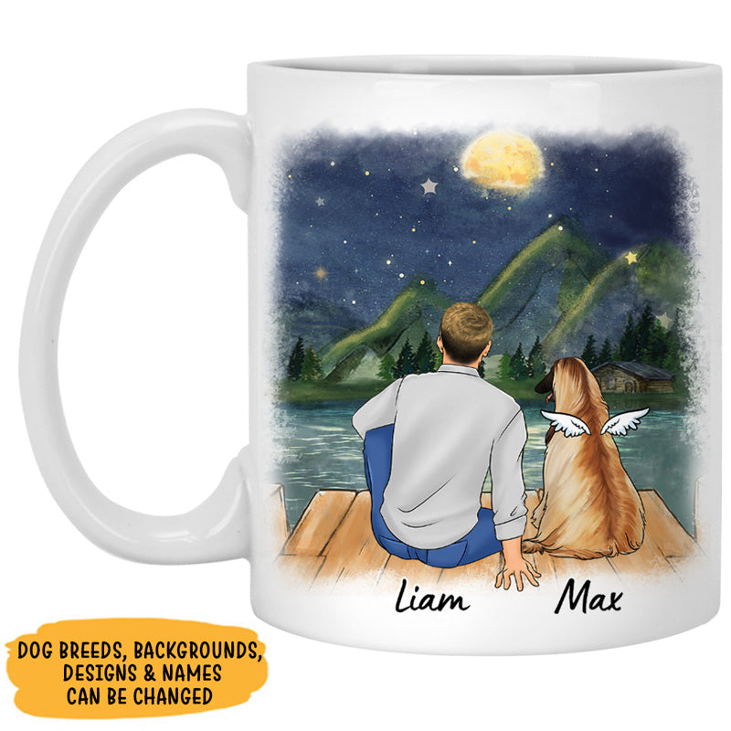 Paw Prints On Your Heart, Personalized Dog Memorial Mug, Dog Dad Gift, Gift For Dog Lovers