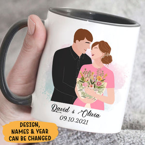 Couple Faceless Portrait, Personalized Mug, Anniversary Gifts For Couple