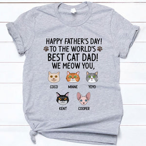 Happy Father's Day Best Cat Dad, Cat Face, Custom Shirt, Personalized Gifts for Cat Lovers