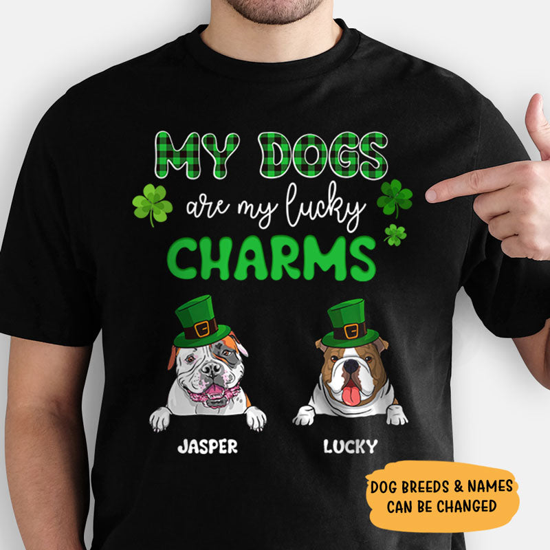 My Dogs Are My Lucky Charms, Personalized Shirt For Dog Lovers, St. Patrick's Day Gifts