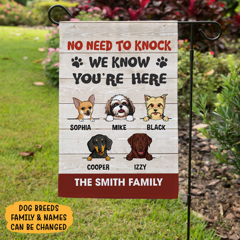 No Need To Knock, Custom Flags, Personalized Dogs Decorative Garden Flags