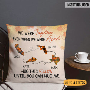 Custom Long Distance Quotes, Autumn Fall, Personalized State Colors Pillow