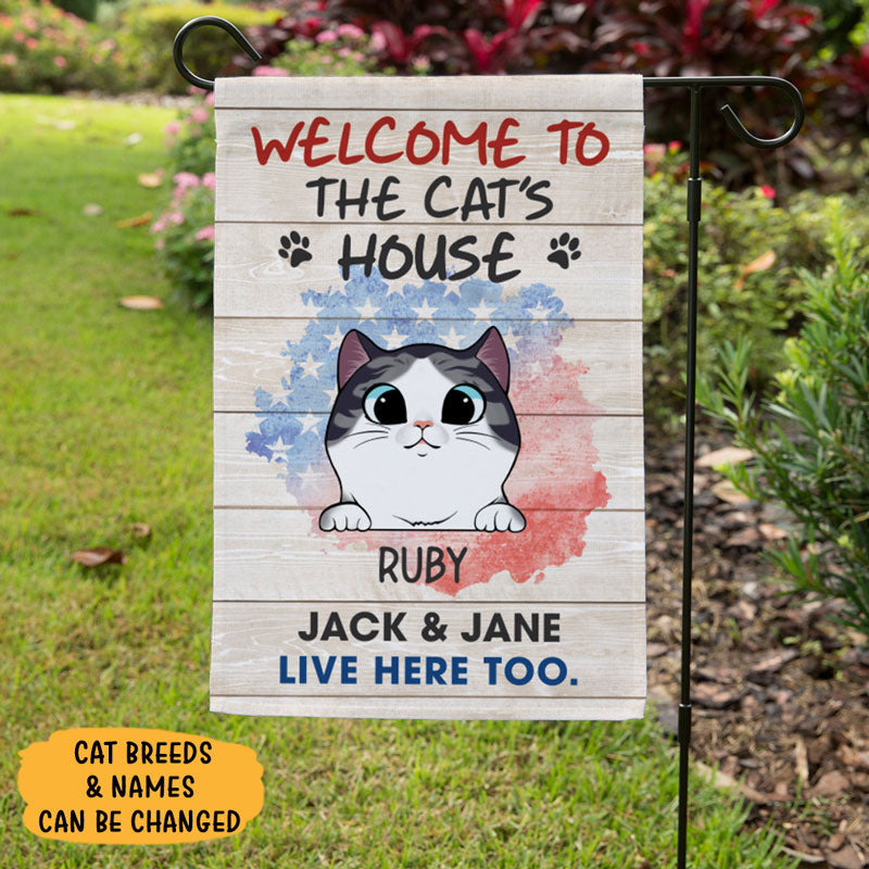 Happy 4th Of July Cats, Custom Flags, Personalized Cat Decorative Garden Flags