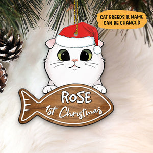 Personalized First Christmas Cats, Christmas Shaped Ornament, Custom Gift for Cat Lovers