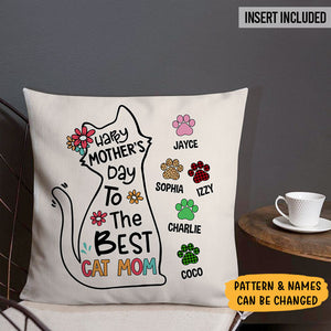 Happy Mother's Day Best Cat Mom, Personalized Pillow, Custom Gift for Cat Lovers