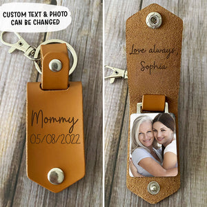 Hand Writing Custom Text, Personalized Leather Keychain, Custom Gift, Custom Photo