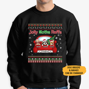 Jolly Motha Fluffa, Personalized Custom Sweaters, T shirts, Christmas Gifts for Dog Lovers