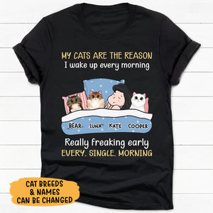 My Cats Are The Reason I Wake Up, Personalized Shirt, Custom Gifts For Cat Lovers