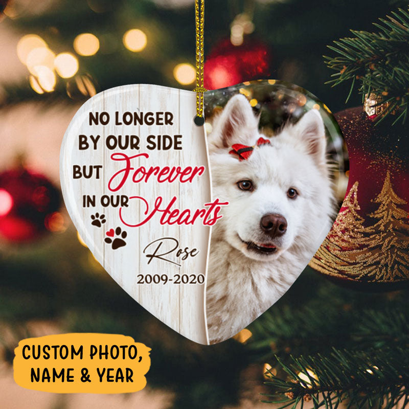 No Longer By Our Side, Personalized Heart Ornaments, Memorial Gifts, Custom Photo Gift