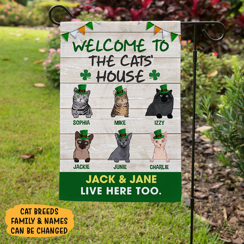 Welcome To The Cat House, Custom Flags, Personalized St. Patrick's Day Decorative Garden Flags