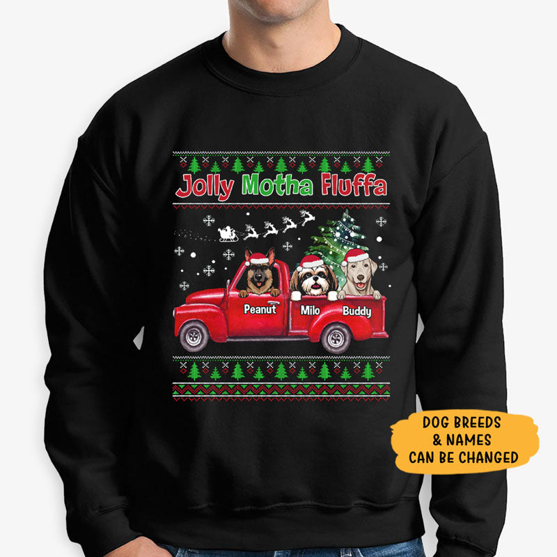 Jolly Motha Fluffa, Personalized Custom Sweaters, T shirts, Christmas Gifts for Dog Lovers